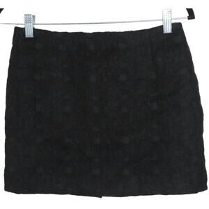 Uniqlo Wool Micro Mini Skirt Mid-Rise, Patterned, Back Zip Closure Black Sz 2